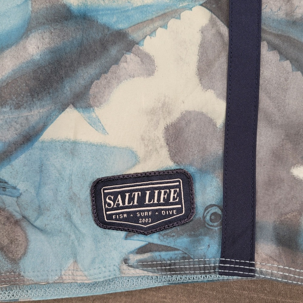Salt Life Mens SLX QD Vapor Stretch Board Shorts Swim Trunks Blue‎ Fish 32 - Picture 4 of 9